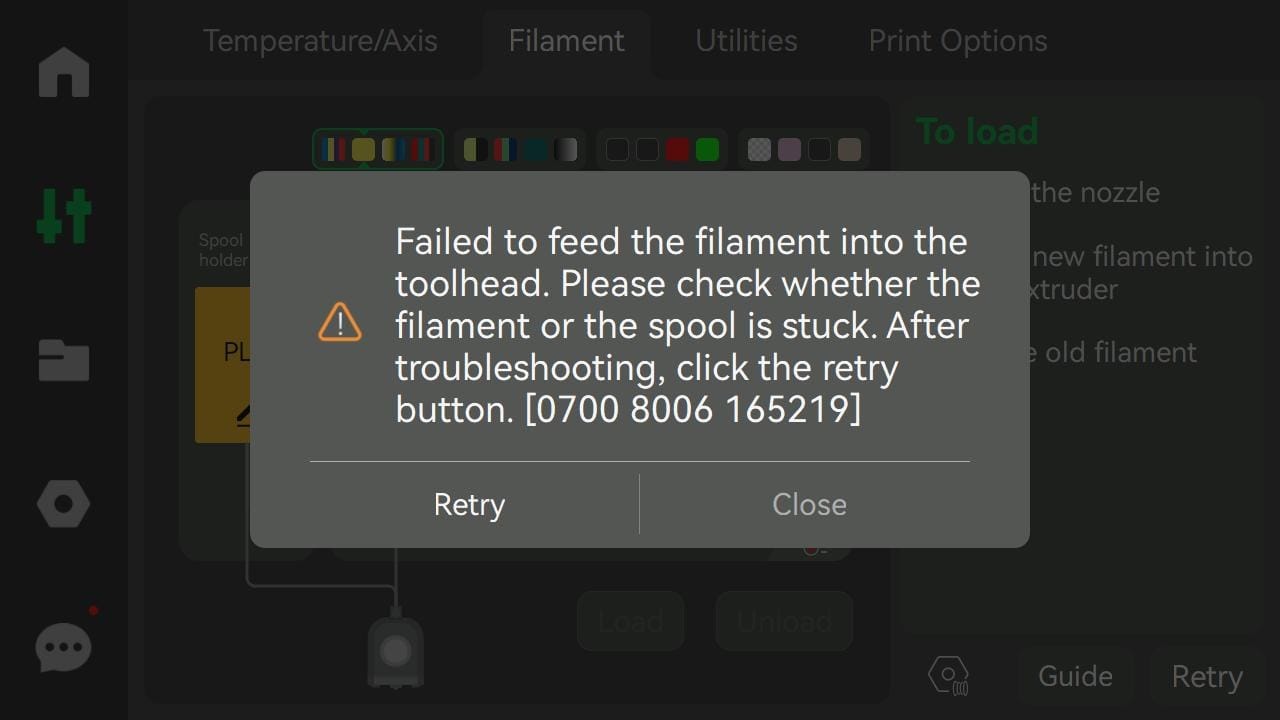 Filament cannot reach the toolhead