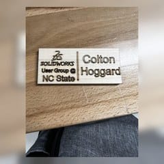 Laser-cut name tag face project photo