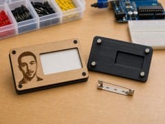 Cut face with printed backing project photo