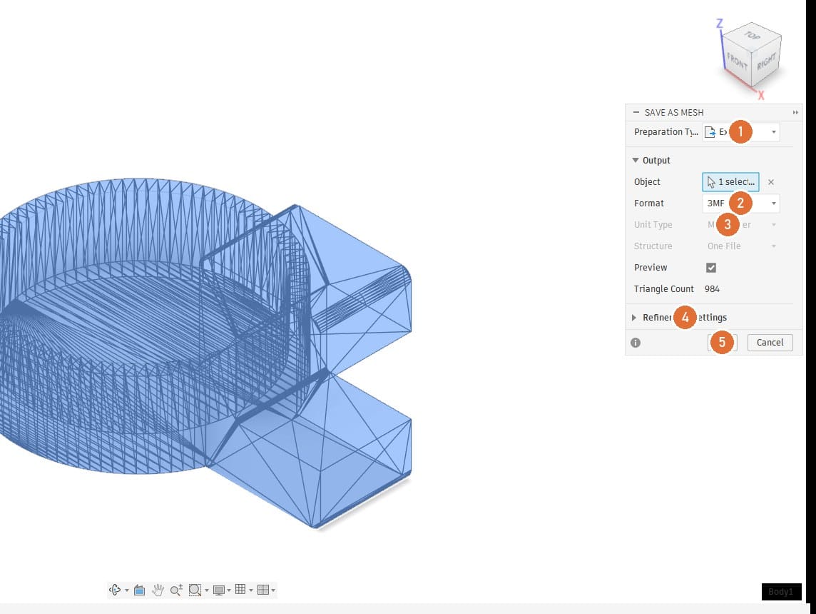 Save As Mesh settings